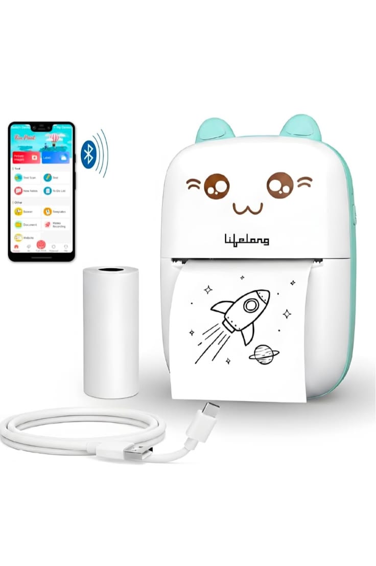 Lifelong Mini Thermal Printer | Portable & Inkless | Support Bluetooth | Wireless Mobile Printer