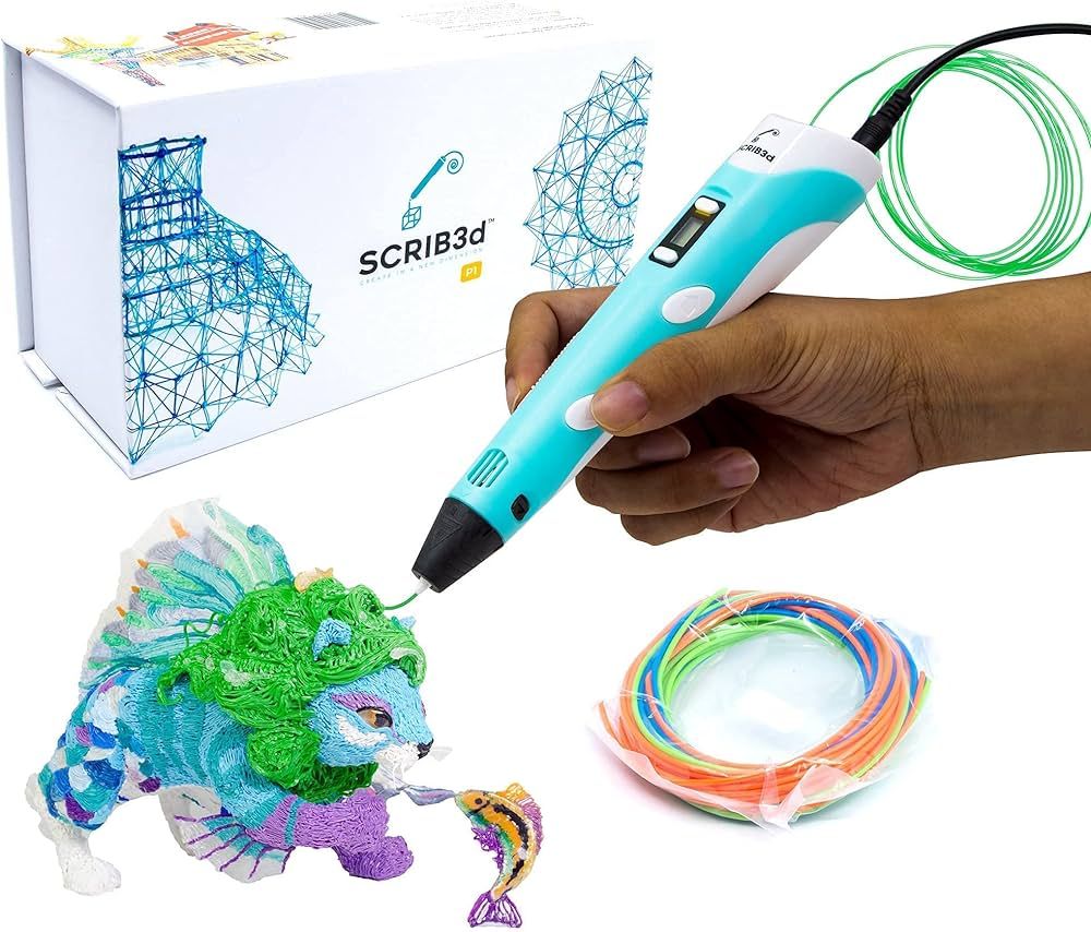 3D Printing Pen with Display | 3D Drawing Pen Kit | Includes PLA Filament, Stencil Book & Charger