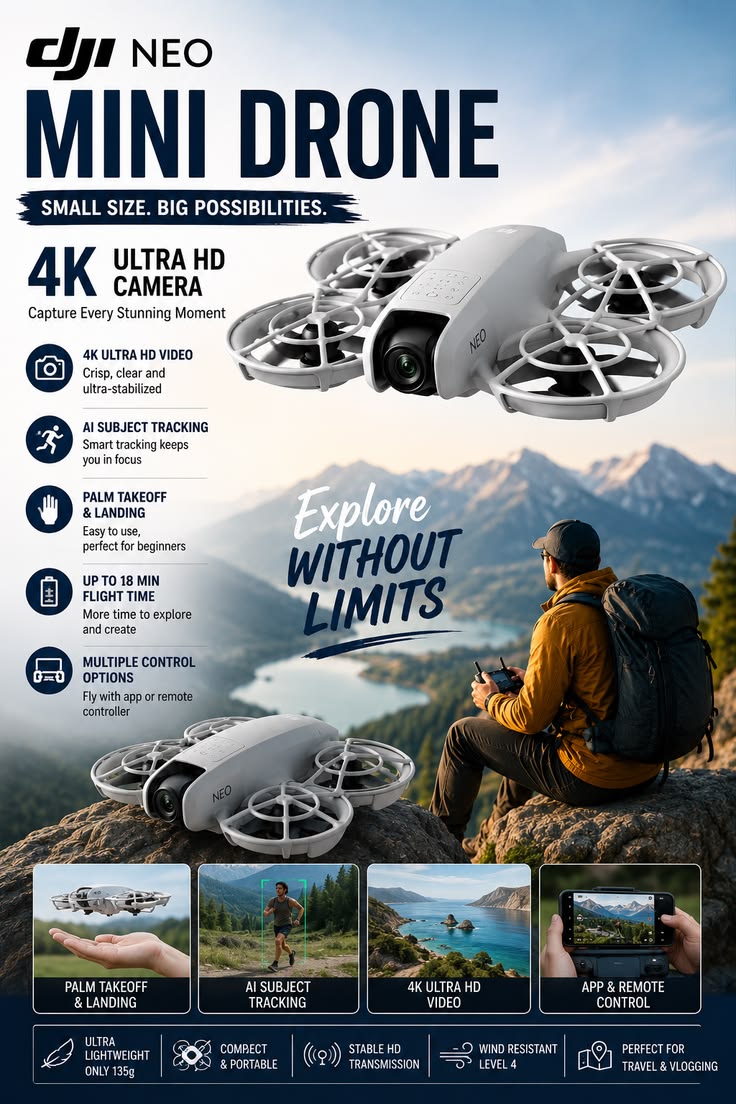 2026 Mini HD Camera Drone | Foldable Quadcopter with Height Hold | 4-Axis RC Drone | Portable Aerial Photography Drone